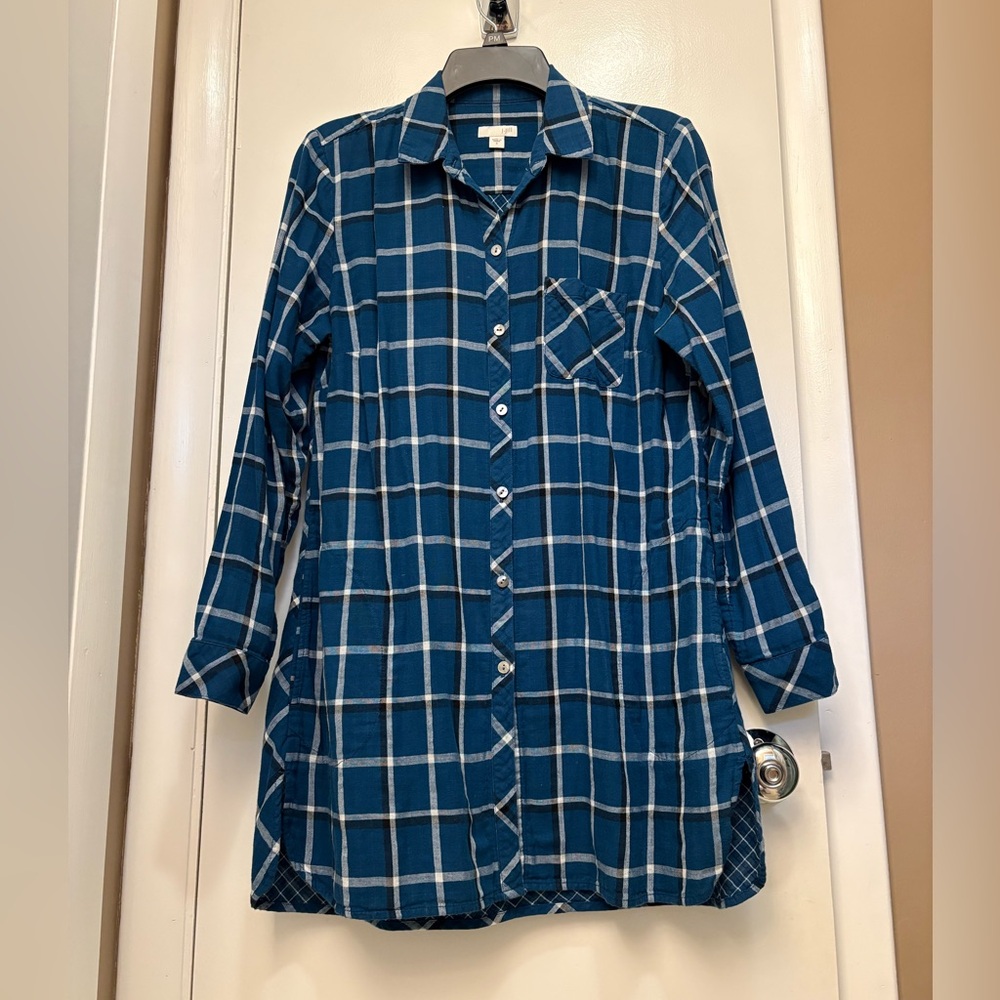 J. Jill Blue and Cream Plaid Tunic